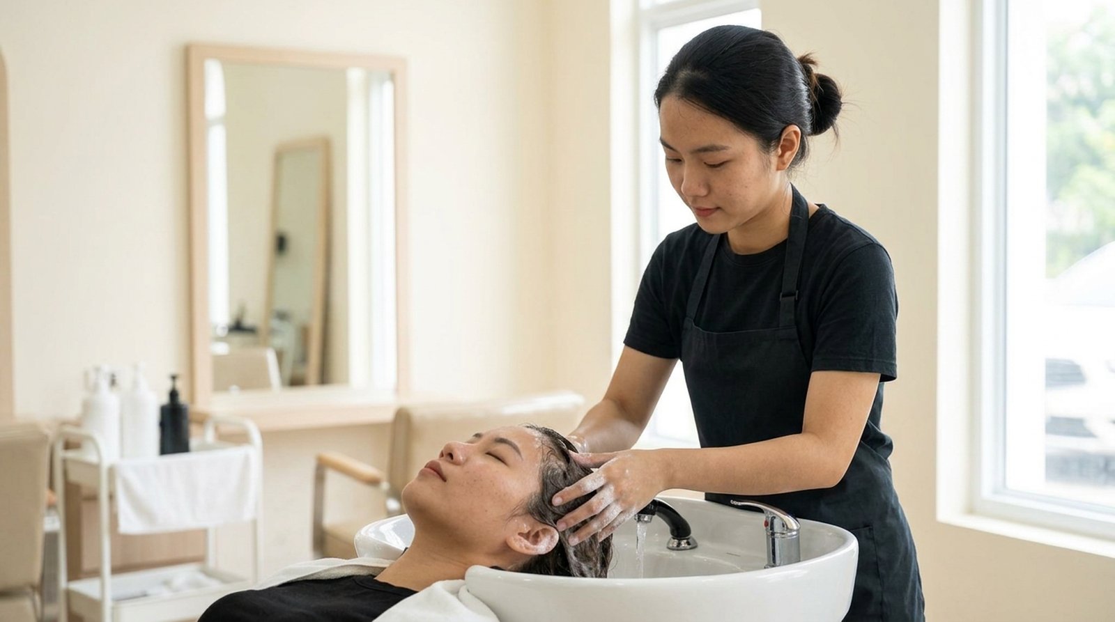 Cách chăm sóc tóc sau khi nhuộm: gội đầu bằng nước mát để giữ màu tóc nhuộm lâu phai