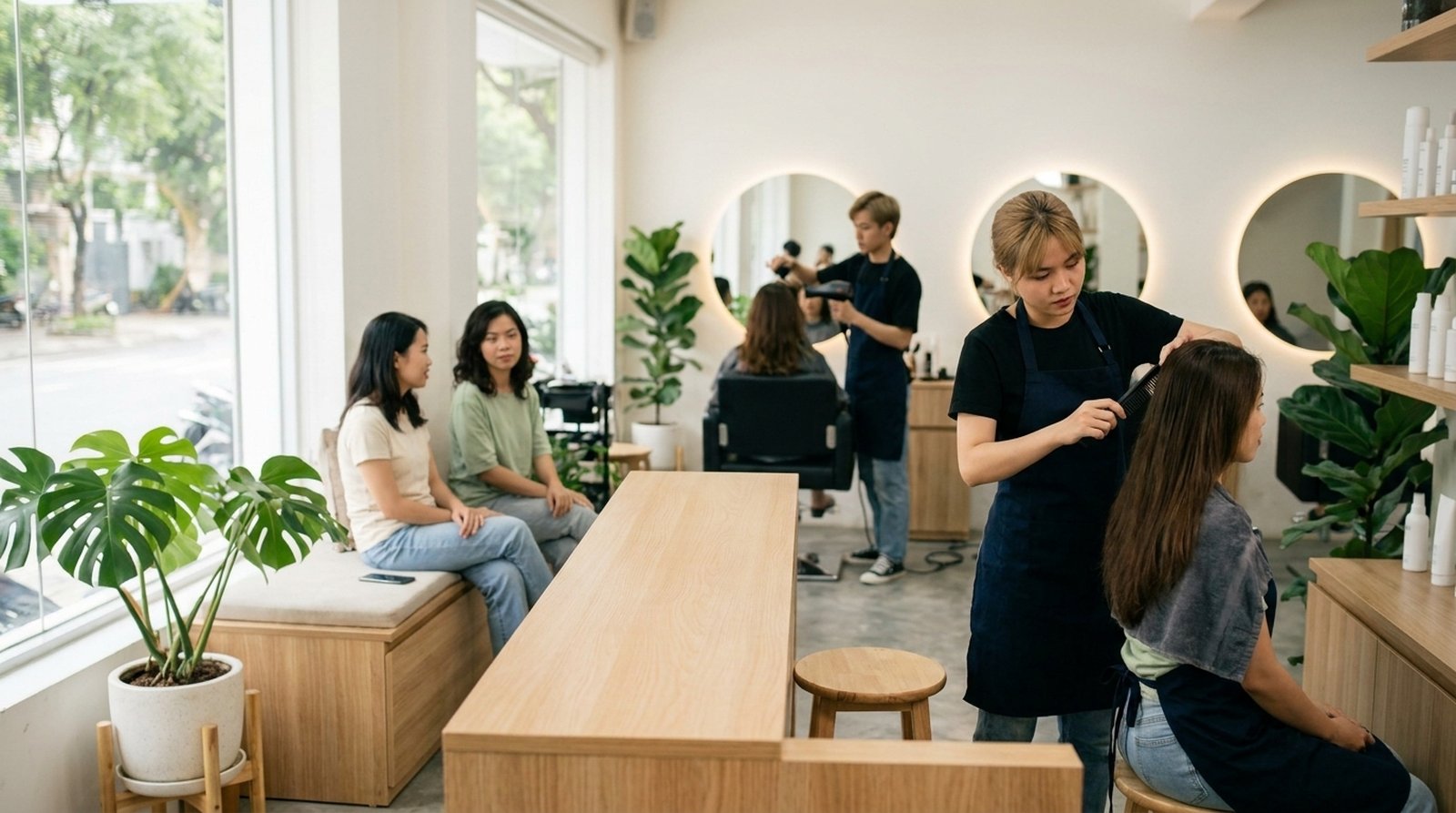 Salon đông khách ngày cao điểm sau đợt kiêng cắt tóc đầu năm
